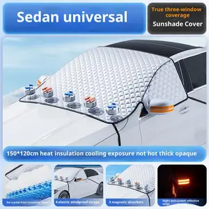 Car Windshield Sunshade, Outdoor Front Window Protection, Anti-Freeze Snow Guard, Thick Half Cover Car Jacket, Winter Magnetic Aluminum Foil Shield