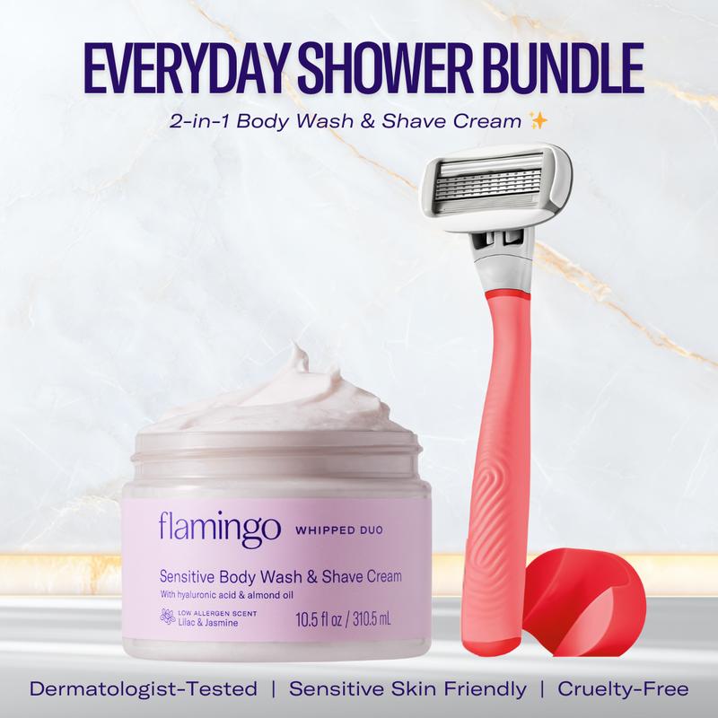 Everyday Shower Bundle: 2-in-1 Body Wash & Shave Cream with Razor and shower hook