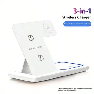 3-In-1 Wireless Charger Stand, Fast Charging Electronic Base Phone Accessory, Compatible with iPhone Models, Smartphone, Universal Multi-Device Inductive Charge Solution, Cellphone, Multidevice Wireless Charger