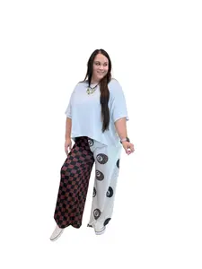 The Double Take Lounge Pants – Checker & 8 Ball Wide Leg Pants