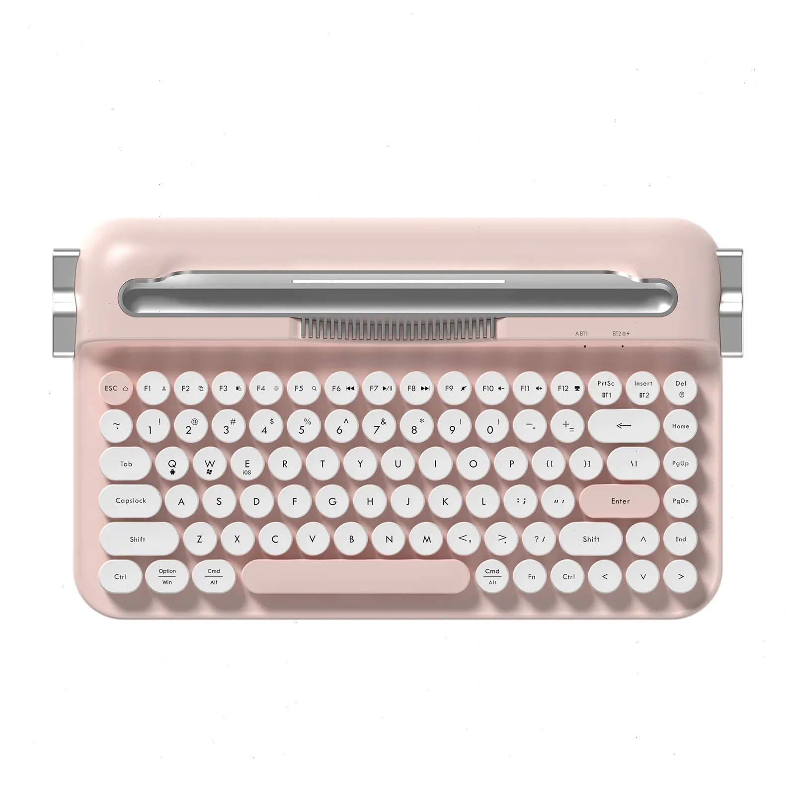 AJAZZ AF84 Wireless Membrane Silent Typewriter Keyboard, Computer Keyboard, Wireless Computer Keyboards, BT/2.4G Dual-Mode Connection, Retro Aesthetic Design with Integrated Stand for Tablet, PC, Laptop