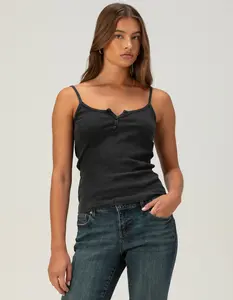 FULL TILT Womens Long Henley Cami
