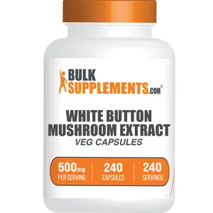 BulkSupplements - White Button Mushroom Extract Capsules - Heart Health - Digestive Support - 240 Capsules - 500mg per Serving