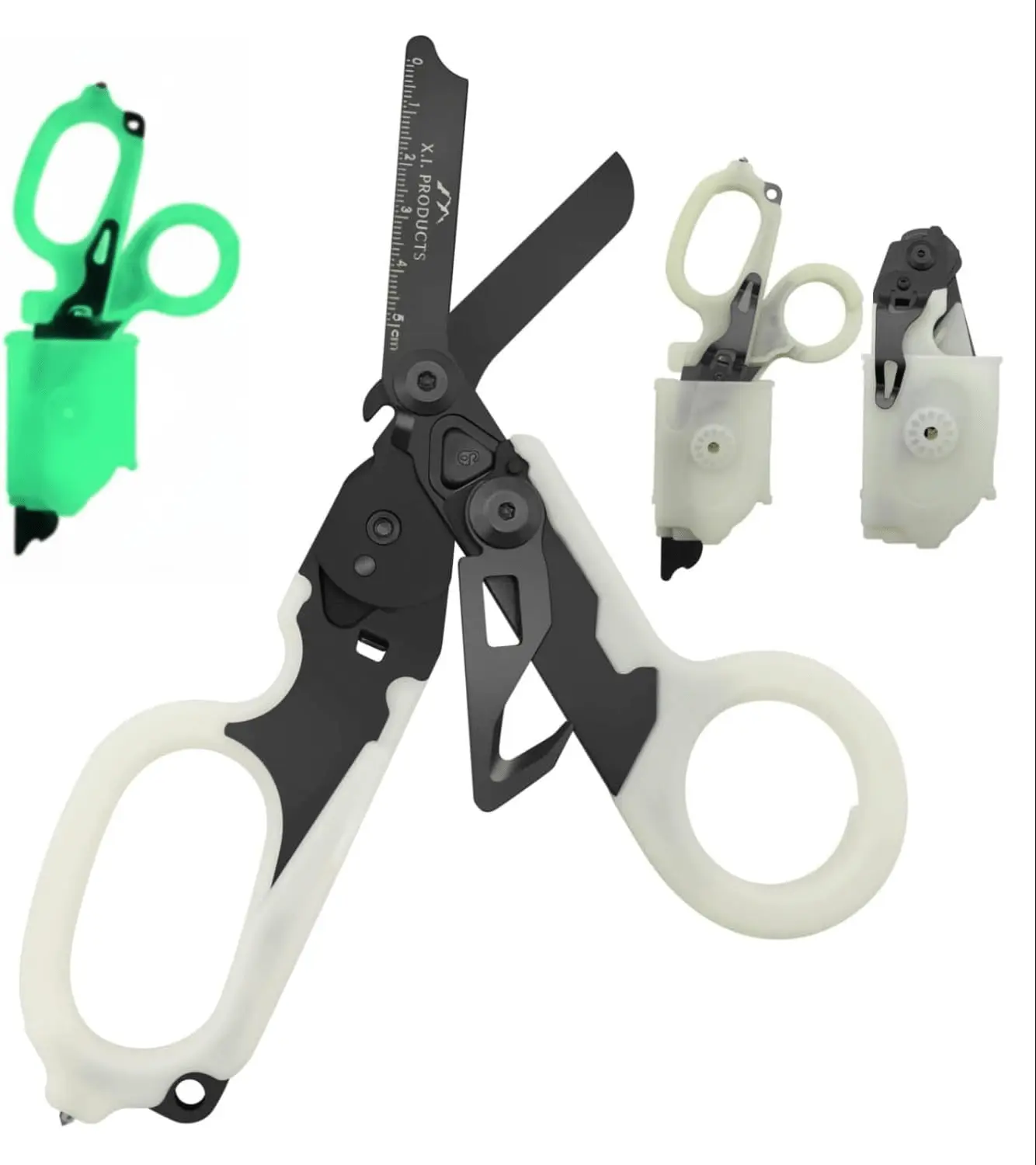 Carbon Black 6-in-1 Foldable Luminous Trauma Scissors, Multi-Tool for Emergency Aid