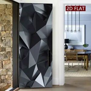 Modern Geometric Pattern Door Sticker, 2 Counts/set Easy Apply Peel & Stick Door Poster, Waterproof & Scratch Resistant Decoration Painting for Home, Kitchen, Bathroom, Bedroom, Wall Stickers