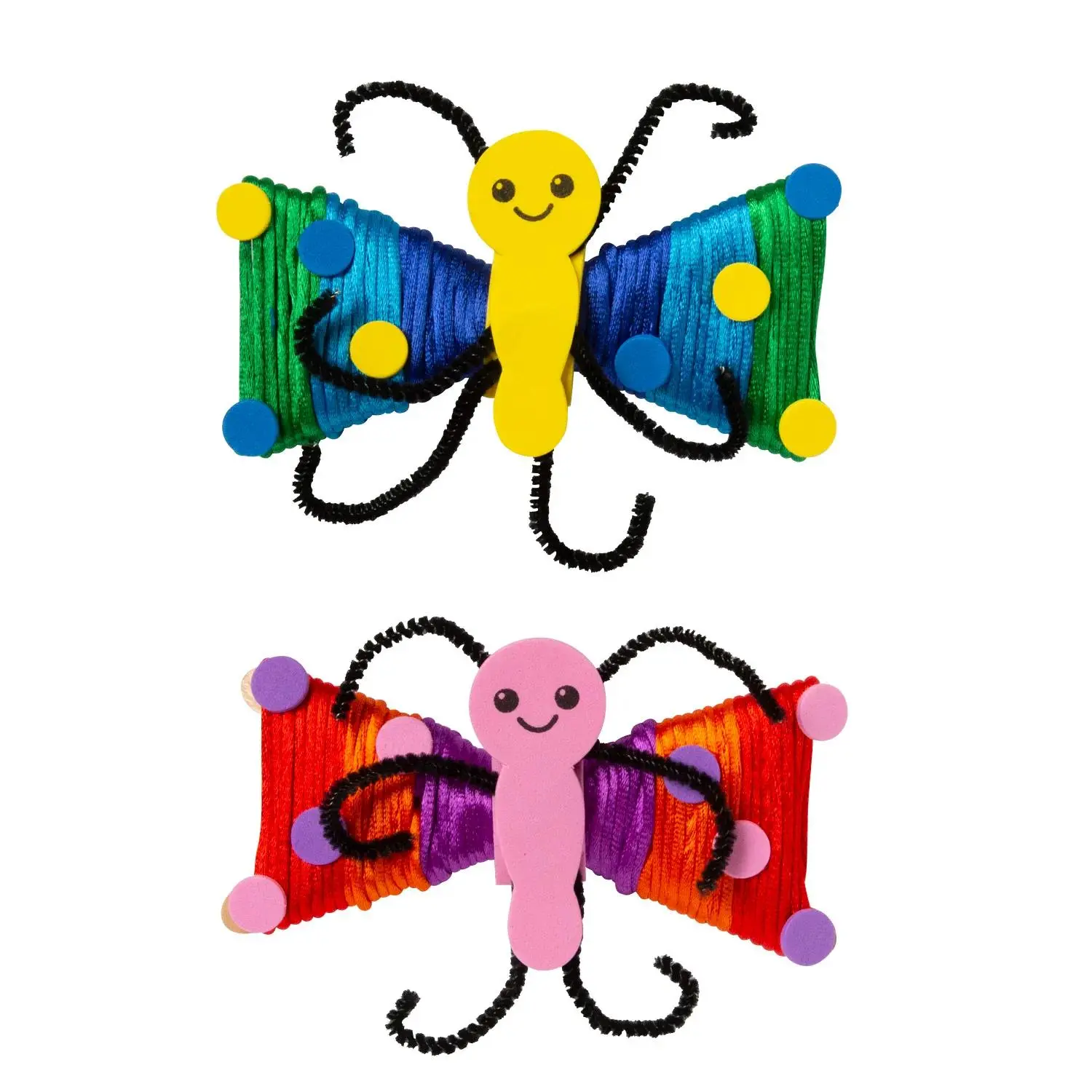 Pre-Packaged Wrapped Wings Butterfly Craft Kit - 12-Piece Handmade Crafts for Kids, Easter DIY Projects, Spring Activities, Easter Crafts