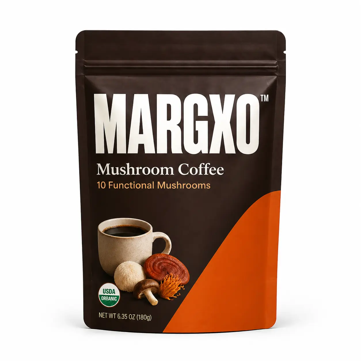 MARGXO Instant Coffee Powder with 10 Functional Mushrooms Smooth Taste Easy to Mix Daily Drink Beverage