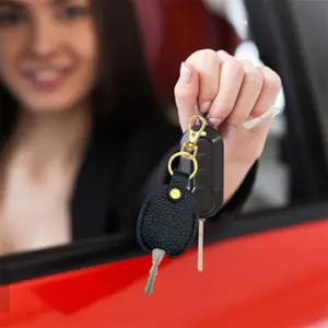 High-End PU Leather Key Cover, Key Fob Cover, Car Key Protector, Decorative Keychain, Car Key Chains, Home Use, All Seasons, Unisex, Durable Design