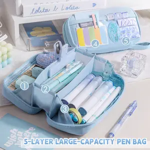 Five-Layer Large Capacity Stationery Storage Box, High-Value Student Pencil Case, Multifunctional Pen Bag, Ideal Daily Use Gift