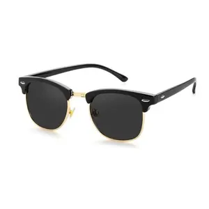 Retro Semi Rimless Polarized Sunglasses for Women Men Anti Blue Light Trendy Summer Eyewear Blue Light Blocking Computer Glasses Vintage Outdoor UV Protection Unisex Frames