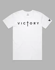 Men's Short-Sleeve Round Neck T-Shirt - Soft Signature Cotton Fabric, Victory White Casual Menswear Top, Shortsleeve, Tshirt