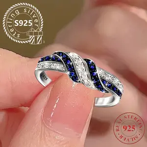 Stylish Twisted Ring for Ladies, Made of 925 Sterling Silver Featuring Cubic Zirconia, Ideal for Weddings, Engagements, Anniversary Presents, Eternal Affection