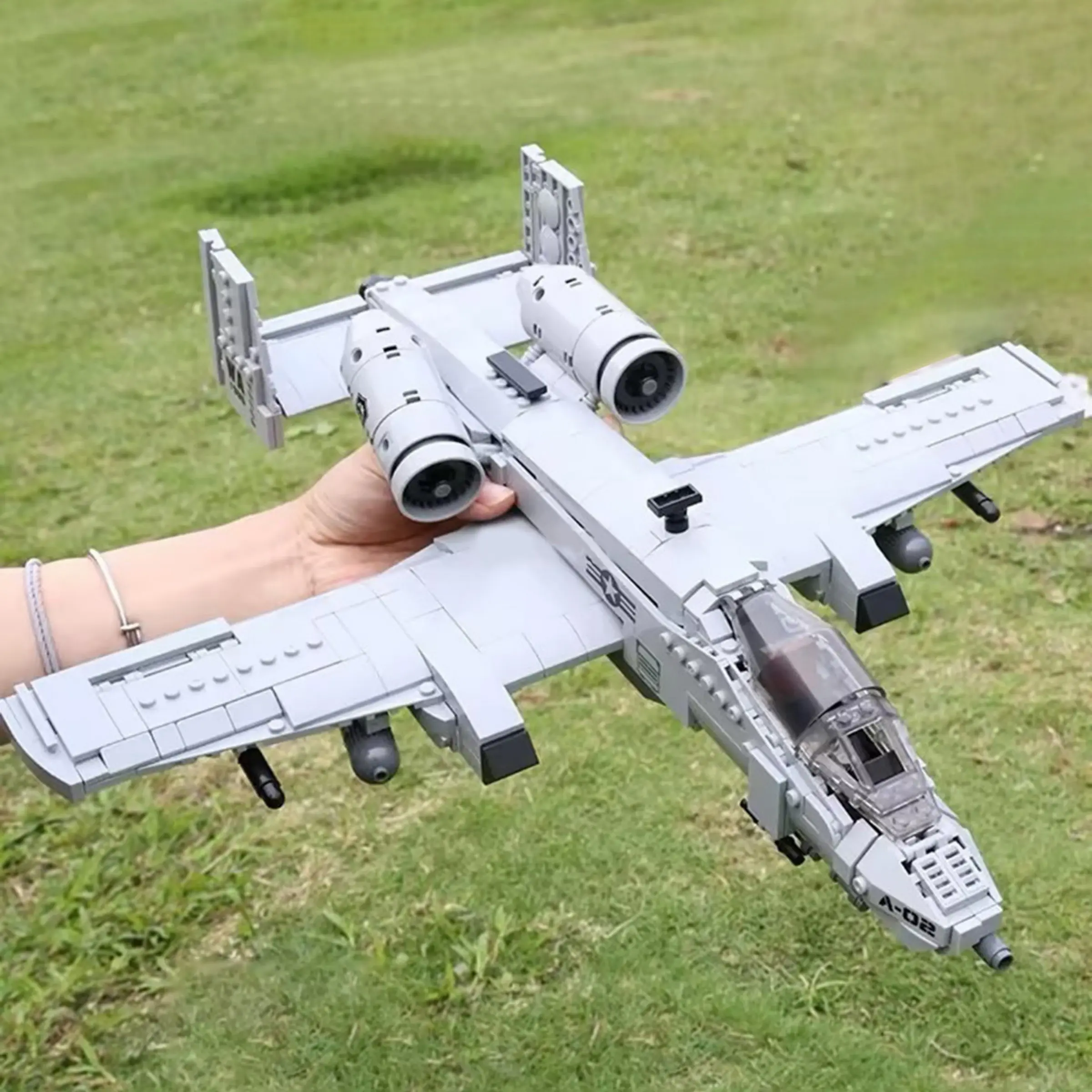 US Military A-10 Fighter Building Bricks Plane Military A10 Warthog Fighter Attack Jet Thunderbolt II for Boys Toys Building Blocks Plane Building Block Model Block Set