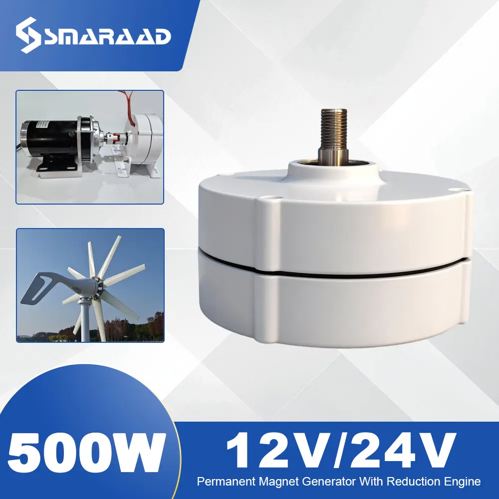 SMARAAD 500W PMG Generator High Output Gearless Permanent Magnet Single Shaft DIY Power Magnetic Dynamo Water Turbine Hydro Generator Wind