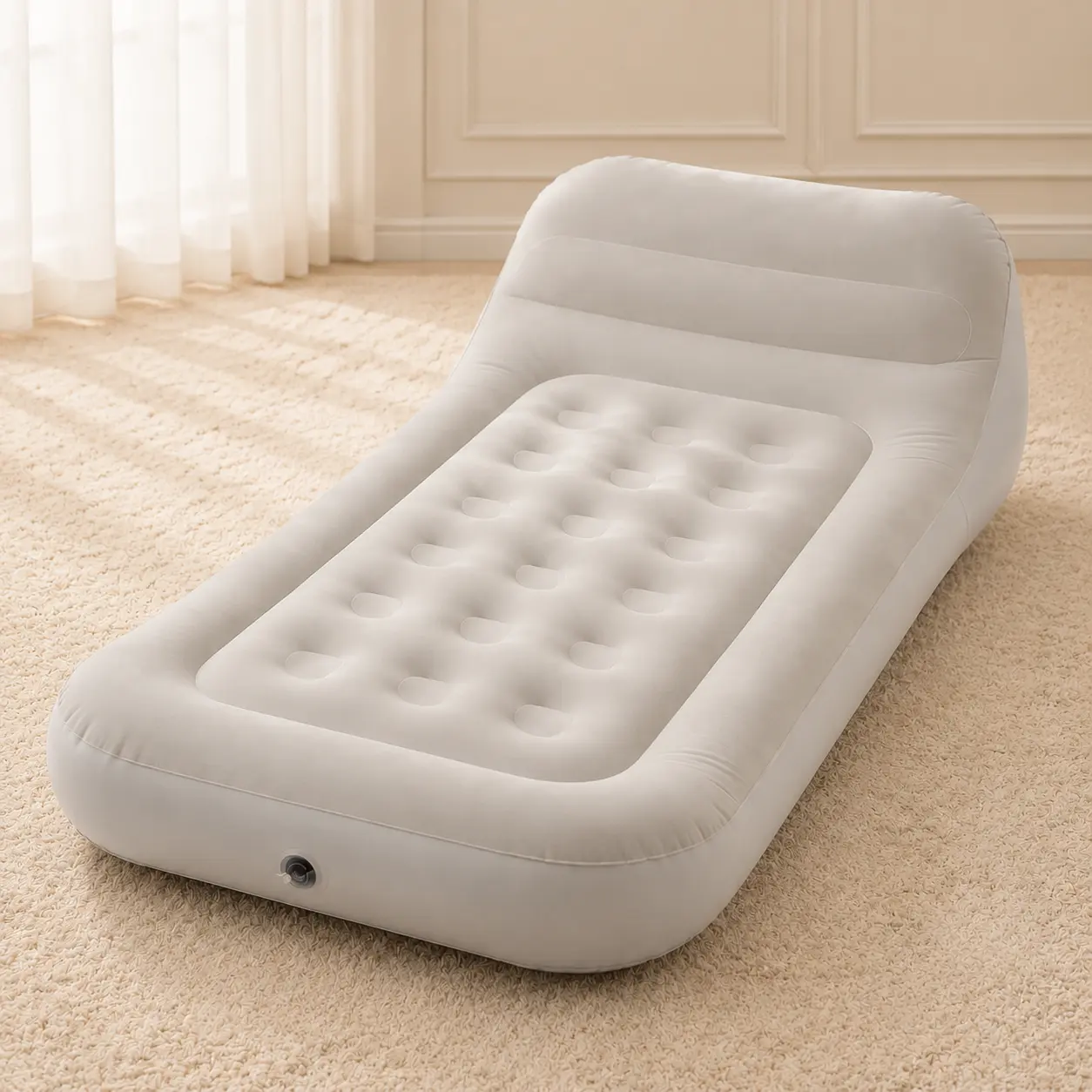 Ergonomic Inflatable Sofa Bed with Air Pump - Comfortable, Wear-Resistant Skin-Friendly Flocked Fabric, Foldable Portable Outdoor Sofa for Home Relaxing, Camping, Adults