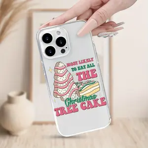Creative Christmas Tree Cake and Colorful Letter Pattern Transparent Phone Case, Suitable for iPhone 17 Air/16 Plus/15 Pro Max/14 Pro/13/12/11/XS Max/X Phone Case, Ideal Gift for Family, Friends, Lovers, Boyfriend, Girlfriend on New Year and Christmas