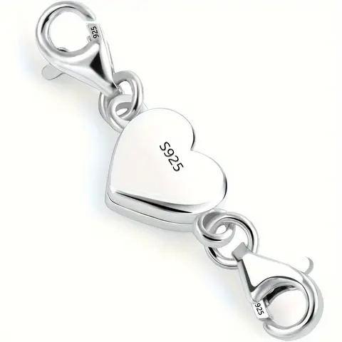 1pc Heart Magnetic Jewelry Connector Clasp Magnetic Necklace Clasp and Closure Double Chain Necklace Lobster Clasp Metal Accessories Necklace Making Supplies