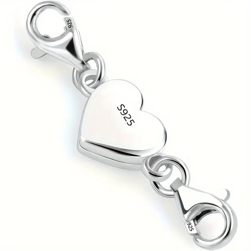 1pc Heart Magnetic Jewelry Connector Clasp Magnetic Necklace Clasp and Closure Double Chain Necklace Lobster Clasp Metal Accessories Necklace Making Supplies