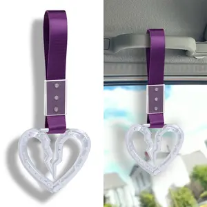 JDM Broken Heart Shaped TSURIKAWA Crystal Bubble Ring Car Subway Bus Handle Hand Strap Clear Ring Nylon Hand Strap