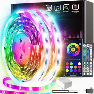 100ft LED Strip Lights (2 Rolls of 50ft) Bluetooth Smart App Control Music Sync Color Changing RGB LED Light Strip with Remote – Memorial Day Decorations, Bedroom, Home Decor, Party & Festival Lighting