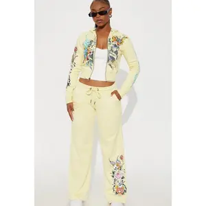 Ed Hardy Enchanted Butterfly Wide Leg Pant - Butter Yellow E