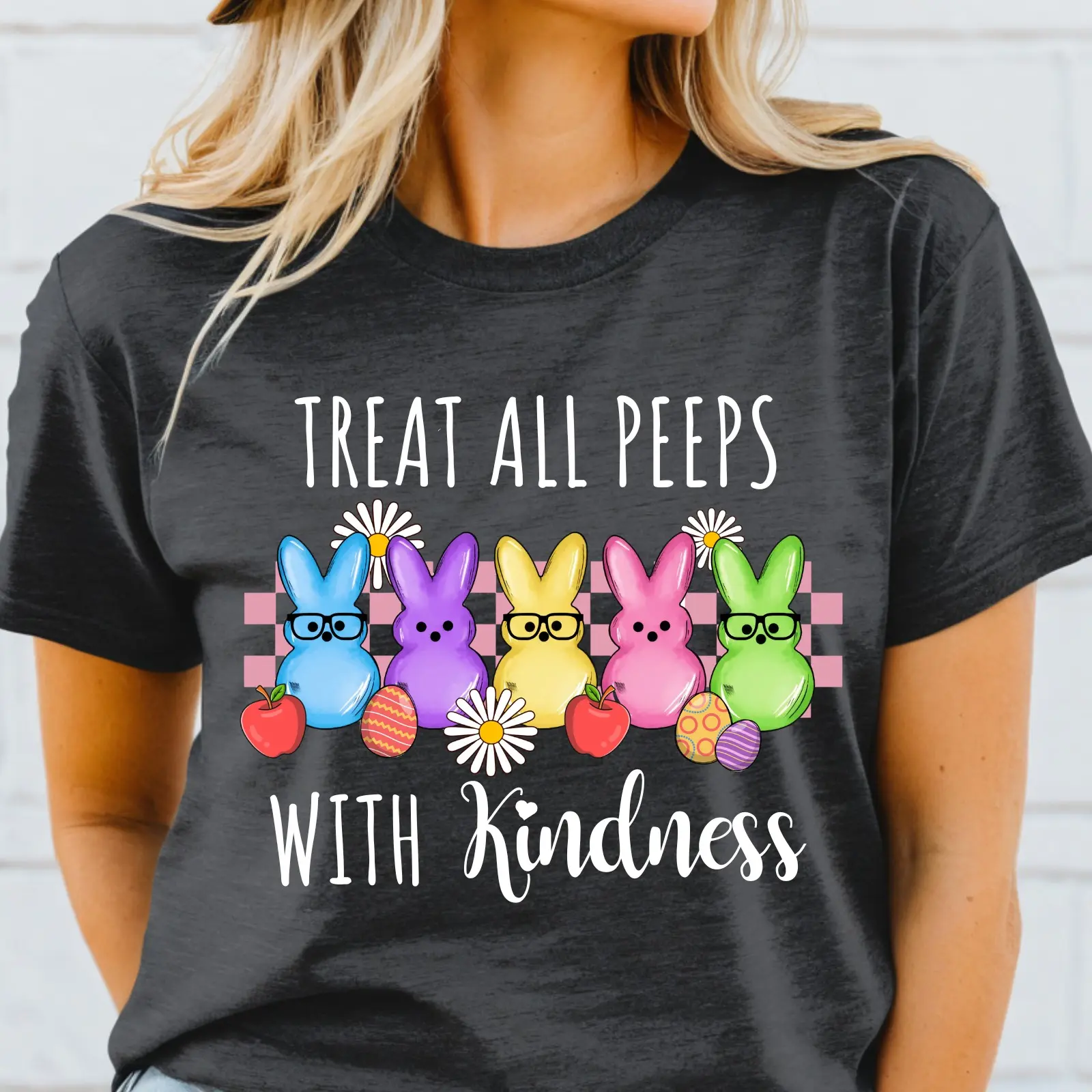 Treat All Peeps With Kindness Shirt, Teachers Easter Shirt, Cute Easter Tshirt, Easter Gift for Teacher, Easter Tee Shirt for Women, Bunny Shirt Gift