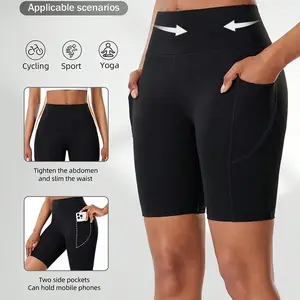 Vibrant Solid Color High Waist Butt Lifting Sports Shorts - Super Stretchy Seamless Yoga Running Shorts for Women - Designed for Cycling and Active Lifestyle, Moisture-Wicking Comfort