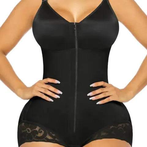Women's Chic Shapewear Bodysuit, Tummy-Control & Butt-Lifting Full Body Shaper, Zip-Up Front Fajas Colombianas, Seamless Slimming Bodysuit for Everyday, Party & Post-Partum, Seamless Sculpting