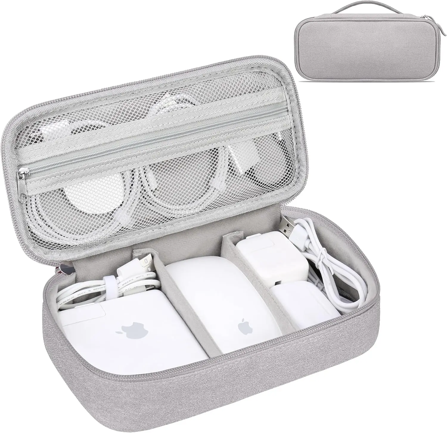 Lacdo Electronic Organizer Travel Cable Organizer Bag Pouch Tech Electronic Accessories Carry Case Portable Double Layers Charger Case for Cable, Cords, Charger, Earphone, Power Bank, Gray
