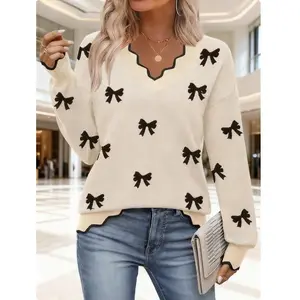 Women's 2025 Fall V Neck Sweater Casual Long Sleeve Lightweight Ribbed Knit Pullover Sweaters Dressy Casual Tops