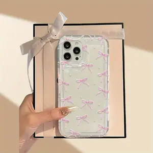 Bow Pattern Clear Phone Case, Decorative Phone Protector Cover, Phone Accessories Compatible with iPhone 15 14 13 12 11 Pro Max, Casing