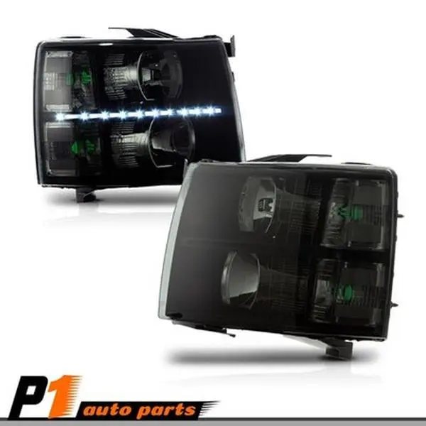 LED Headlight Assemblies, Car Lighting Upgrade Replacement Front Lamps for 07-14 Chevy Silverado 1500, 2500