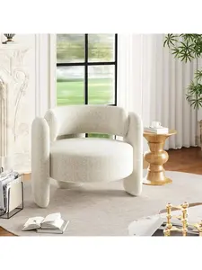 Office Accent Chair For Living Room Modern Chenille Boucle Accent Chair Fabric Armchair Comfy Upholstered Reading Accent Chairs For BedroomSingle Sofa Chair With Legs For Apartment-A