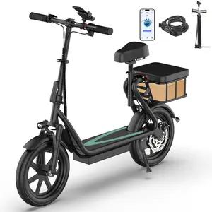 Premium Foldable Electric Scooter for Adults – 500W Motor, 27-49 Miles Range, 22 MPH Top Speed, 14" Tires, with Back Basket & APP Control