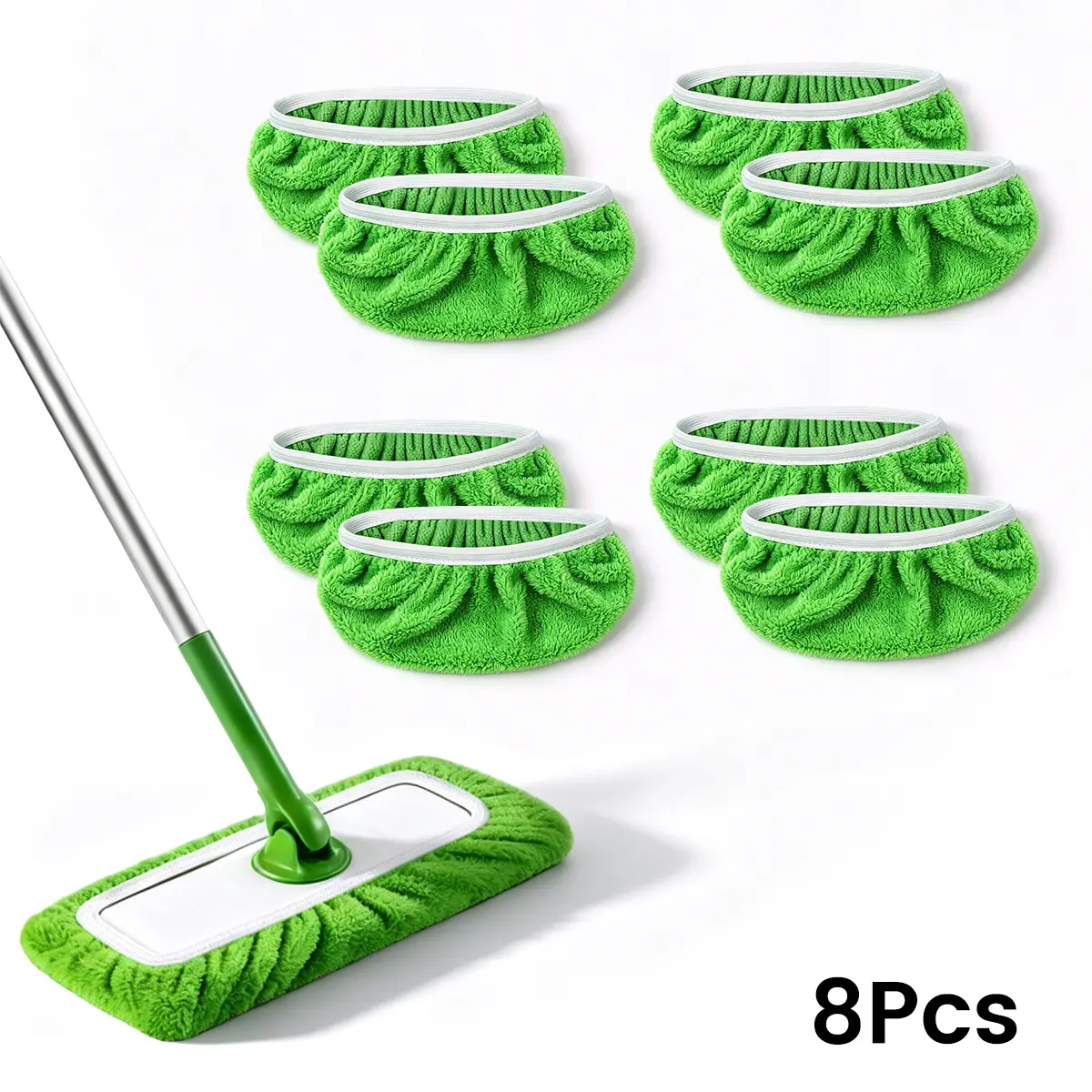 8 Washable Microfiber Mop Pads - Durable, Easy to Install, Reusable, Machine Washable - Perfect for Wet or Dry Mop Floor Cleaning, Household Cleaning Item for Creating A Shiny Home