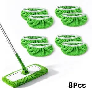 8 Washable Microfiber Mop Pads - Durable, Easy to Install, Reusable, Machine Washable - Perfect for Wet or Dry Mop Floor Cleaning, Household Cleaning Item for Creating A Shiny Home