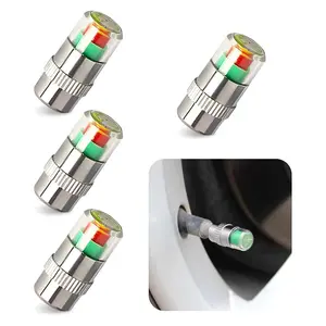 4 PCS Car Tire Pressure Monitor Valve Stem Caps, 2.4Bar 36PSI Tire Pressure Monitor Sensor Indicator, 3 Color Eye Alert Tire Pressure Monitor Valve Caps with Pressure Gauge, Fit for Most Cars