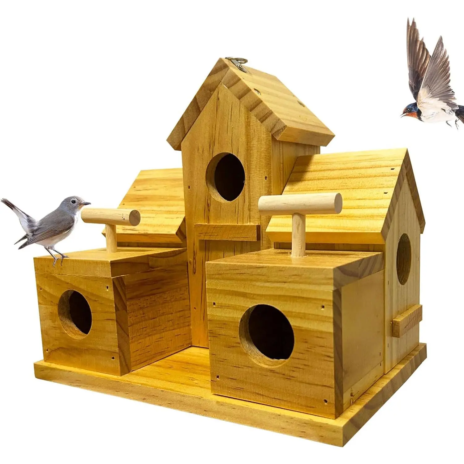 Bird Houses for Outside Clearance, Large Bird House for 6 Bird Families Finch Cardinals Wooden  Birdhouses for Outdoors Garden, Bluebird House Hummingbird Houses