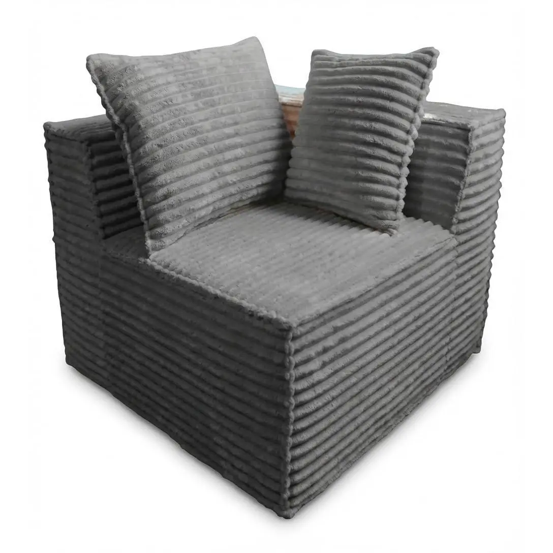 Garvee Modern Velvet Channel-Tufted Armchair - Compact Size, Durable, High-Quality Foam, 2 Cushions for Living Room, Reading Nook, Bedrooms