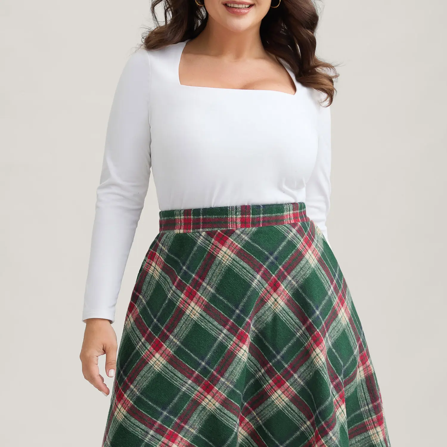 BloomChic Plaid Pattern Elastic Waist A-line Mini Skirt 【M-6XL】 BloomChic Plaid Pattern Elastic Waist A-line Mini Skirt 【M-6XL】