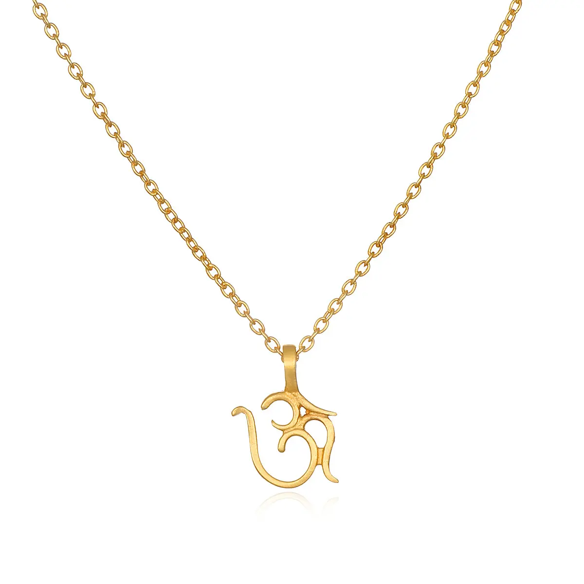 Sacred Om Necklace, Fashion Costume Jewelry Accessory, Meaningful Gifts for Daily Wear, Pendant, 18 Inches, Drop Necklace, L18, 18Kt Gold Plate, 9 X 13Mm