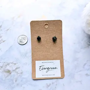 Evergreen by HAXEco Black Obsidian Stud Earrings - Pair of Earrings with Lightly Tumbled Finish