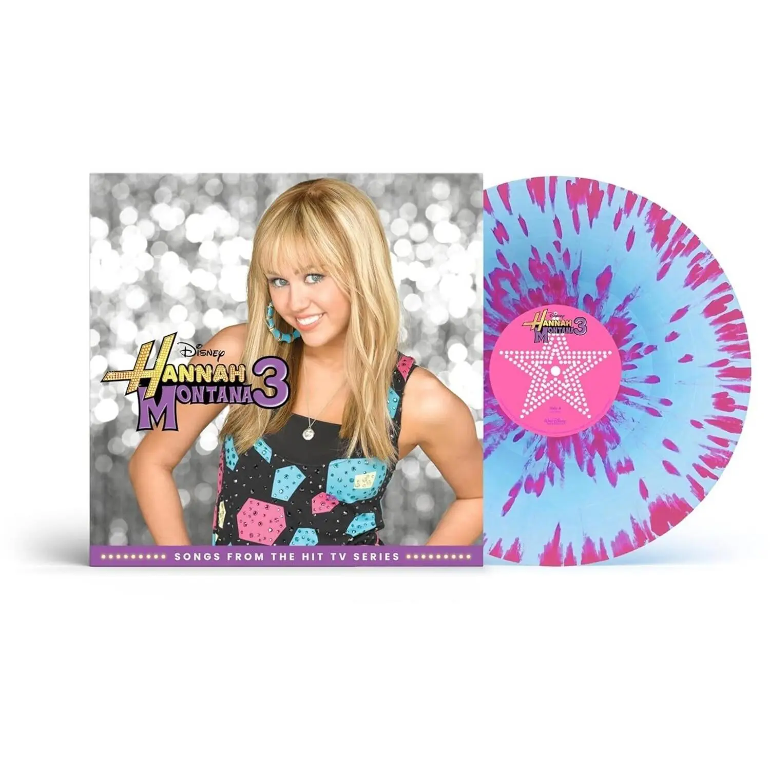 Hannah Montana 3 Original Soundtrack Pink Colored English Music LP (Long Play) Vinyl Record with Full Track List & Lyrics