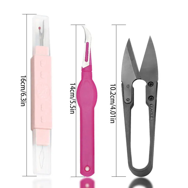 Seam Ripper and Threader Kit Set - Multiple Pieces Sewing Accessories and Supplies with Scissors, Awl, and Tape Measure for Crafting, Sewing Tools, Cut Precisely, Protective Ball