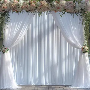 20ft x 12ft Wrinkle Free White Backdrop Curtain for Parties Soft Fabric Drapes Wedding Curtain Backdrop for Birthday Party Decorations Background for Photography