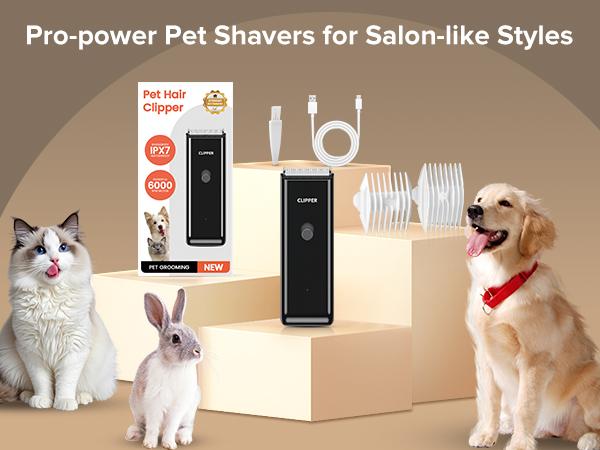 Pet Clippers for Dog Hair Grooming Low Noise, Portable Pet Hair Trimmer for Matted & Long Hair, Rechargeable Cordless Cat Shaver with Ceramic Blade