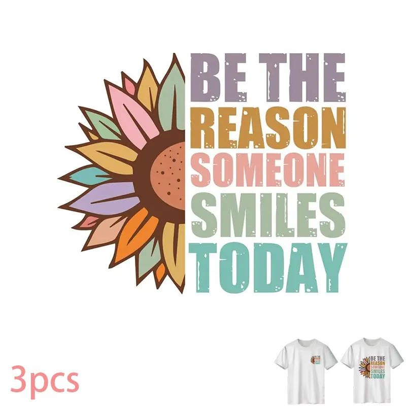 DIY T-Shirt Heat Transfer Vinyl, Creative Flower Design, Durable PVC Material, Machine Washable, DTF Heat Press Technology, Water-Resistant Iron-On Decal, Pattern Only