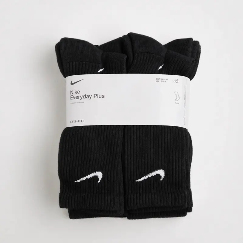 Nike Everyday Plus Cushioned Dri-FIT Crew Socks | 6-Pack | Black |  Men’s 8-12