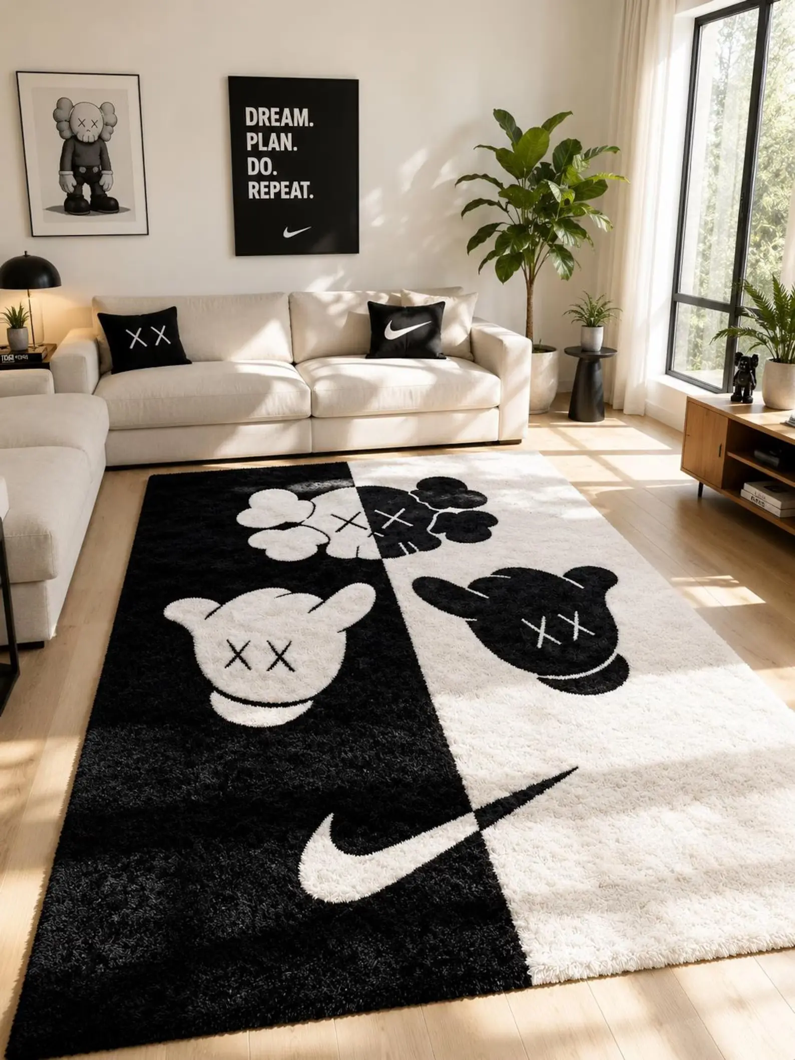 Black Streetwear Skull Area Rug - Plush Hypebeast Carpet for Bedroom, Gaming Room Black Streetwear Skull Area Rug - Plush Hypebeast Carpet for Bedroom, Gaming Room