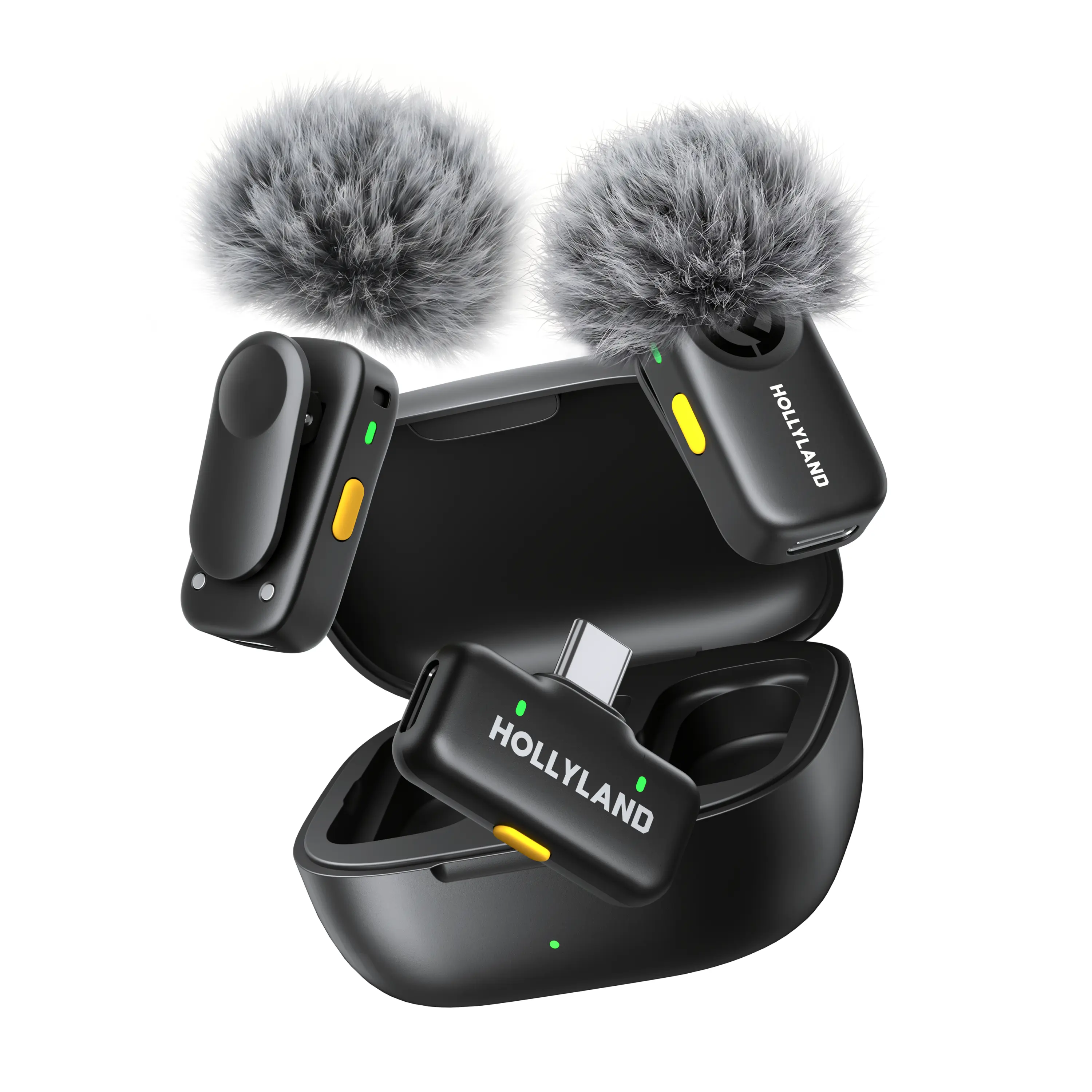 Hollyland LARK A2 (2TX+1RX+Charging Case) Wireless Microphone, AI Auto-Limit